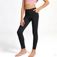 thumbnail image 2 of Duqingm Girls Leggings with Pockets Athletic High Waisted Kids Workout Active Dance Running Yoga Pants (Black,5-6 Years), 2 of 6