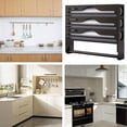 thumbnail image 5 of Wall Mounted Kitchen Organizer for Aluminum Foil and Plastic Wrap, 4-in-1 Paper Towel Holder and Dispenser with Wax Paper Cutter, Wood Grain Adhesive or Screw Mount Storage Rack, 5 of 8