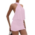 thumbnail image 4 of Summer Maxi Dresses for Womens 2026 Fashion Plus Sise Sleeveless Round-Neck Dress Solid Color Bandage Bodycon Mini Dress, 4 of 7