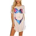 thumbnail image 2 of BLTIBY Women's Funny Bikini Shirt Cover up Short Sleeve Baggy T Shirt Dress Cute Bikini Print Swimwear Hot Pink XL, 2 of 5