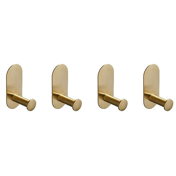 4X Wall Mounted Hand Towel Bar Rack Brushed Gold Stainless Steel Round Toilet Paper Holder Hook,10cm
