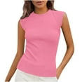 thumbnail image 2 of TAGOLD Summer Casual Tops,Plus Size T-shirt Blouse for Womens, Women's New Solid Color Round Neck Cover Strip Casual Blouse, 2 of 4