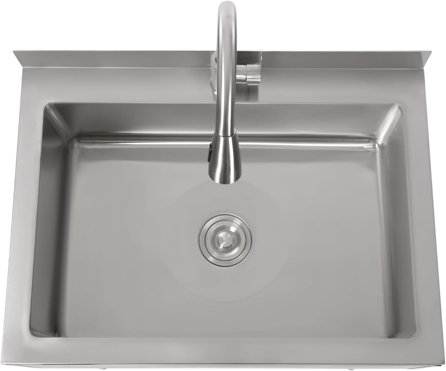 Utility Sink Free Standing Kitchen Sink w/Cold & Hot Faucet, 304-Stainless Steel Single Bowl Sink Laundry Outdoor Sink for Restaurant, Laundry Room, Bathroom Farmhouse (Black)