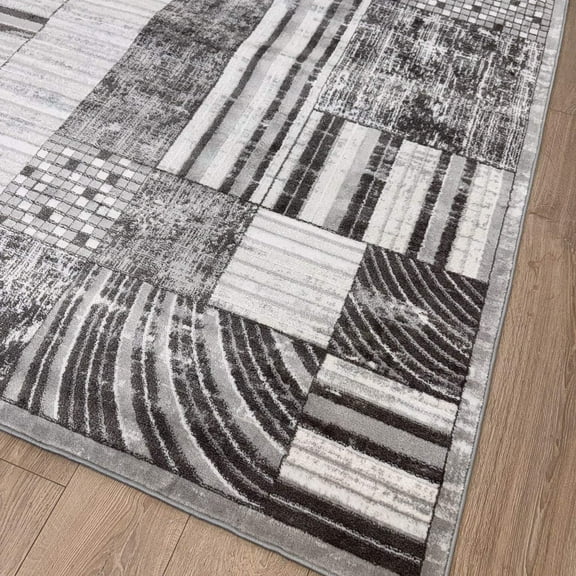 7' X 10' Gray Brown and Beige Abstract Area Rug