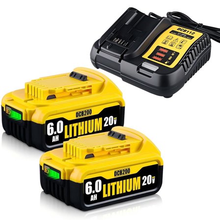 2 Pack 20V 6.0Ah Lithium Ion Replacement Battery Compatible with Dewei High Capacity for Cordless Tools, Compatible with 20V Models DCB203/204/206