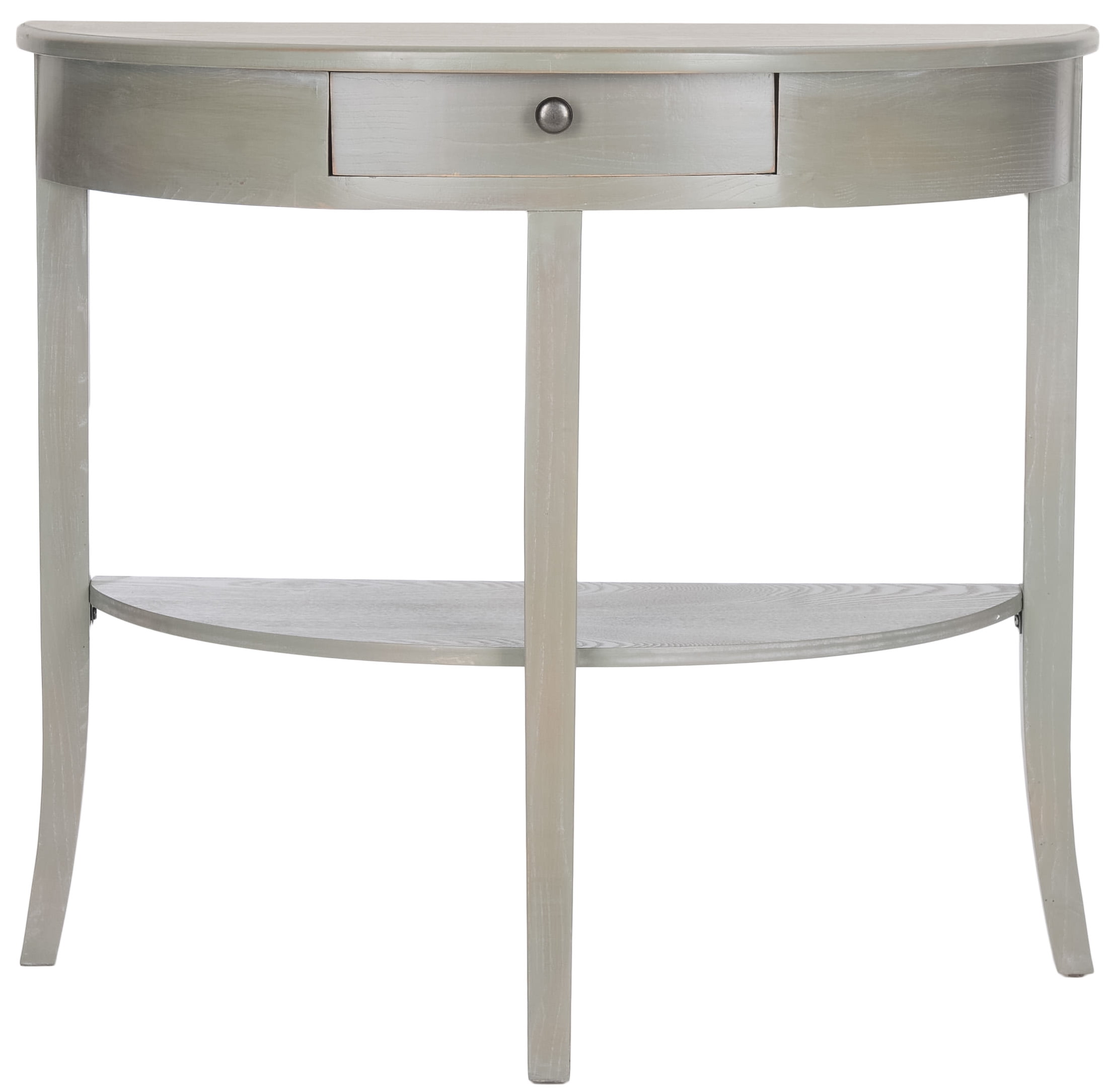 SAFAVIEH Alex Solid Nautical Demilune Console with Storage Drawer, French Grey