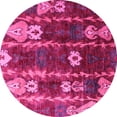 thumbnail image 1 of Ahgly Company Indoor Round Abstract Pink Modern Area Rugs, 4' Round, 1 of 4