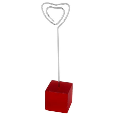 Large Metal Memo Clips - Office Resin Cube Shaped Base Decorative Photos Note Memo Clip Dark Red