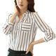 thumbnail image 5 of Guardurnaity Blusa de mujer Top de manga larga V Cuello de manga larga con raya delantera en blanco y negro Blanco L 2piezas, 5 of 6