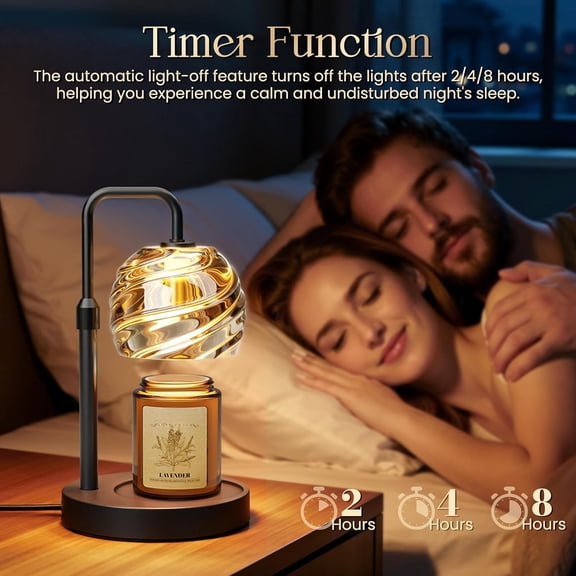 Jar Candle Warmer Lamp Set   Black Design with Lavender Candle   Special Gift Pick   Enhances Fragrance Release and Soft Lighting   For Home and Bedroom Users