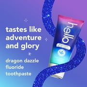 hello Dragon Dazzle Kids Toothpaste with Fluoride, Blue Raspberry Toothpaste, 4.2 Oz Tube