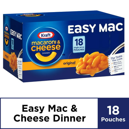 Kraft Easy Mac Original Flavor Single Serve Pouches, 18 ct - 38.7 oz (Best Easy Camping Meals)