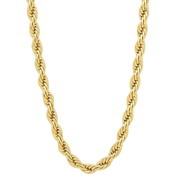 14K Gold Plated Twisted Rope Chain Necklace 4mm 22 Inch Unisex