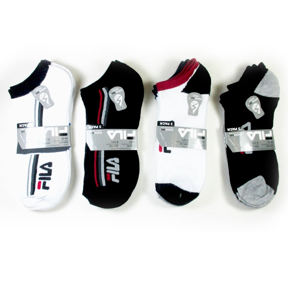 ATB 6 Pairs Fila Mens No Show Ankle Socks Shock Dry Asst Color Athletic Size 10 13 ATB 6 Pairs Fila Mens No Show Ankle Socks Shock Dry Asst Color Athletic Size 10 13