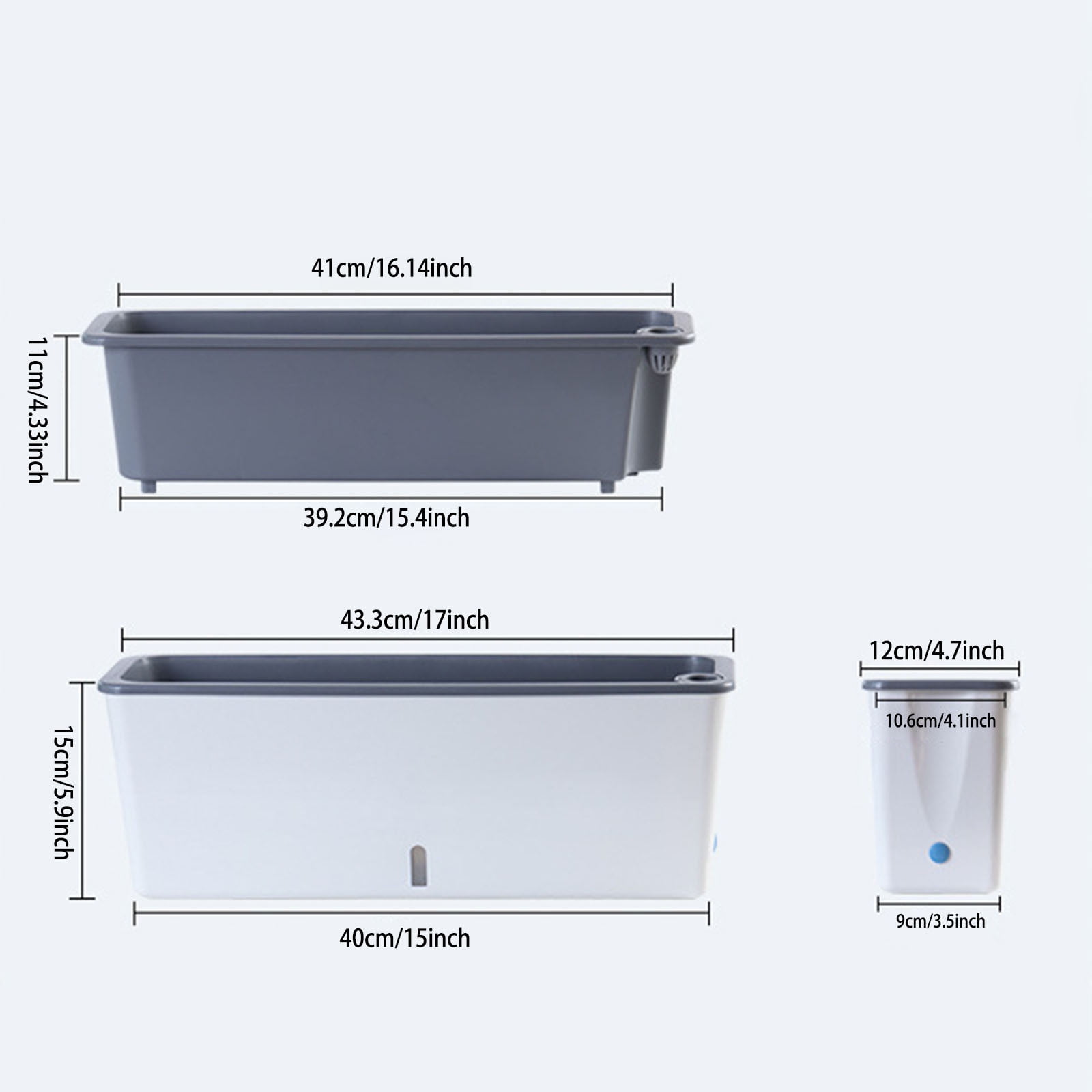 Window Box Planters with Drainage - Large Rectangular Flower Pots for Balcony, Porch & Indoor Use - Plastic Herb & Succulent Planters for Windowsills, Gardens & Patios