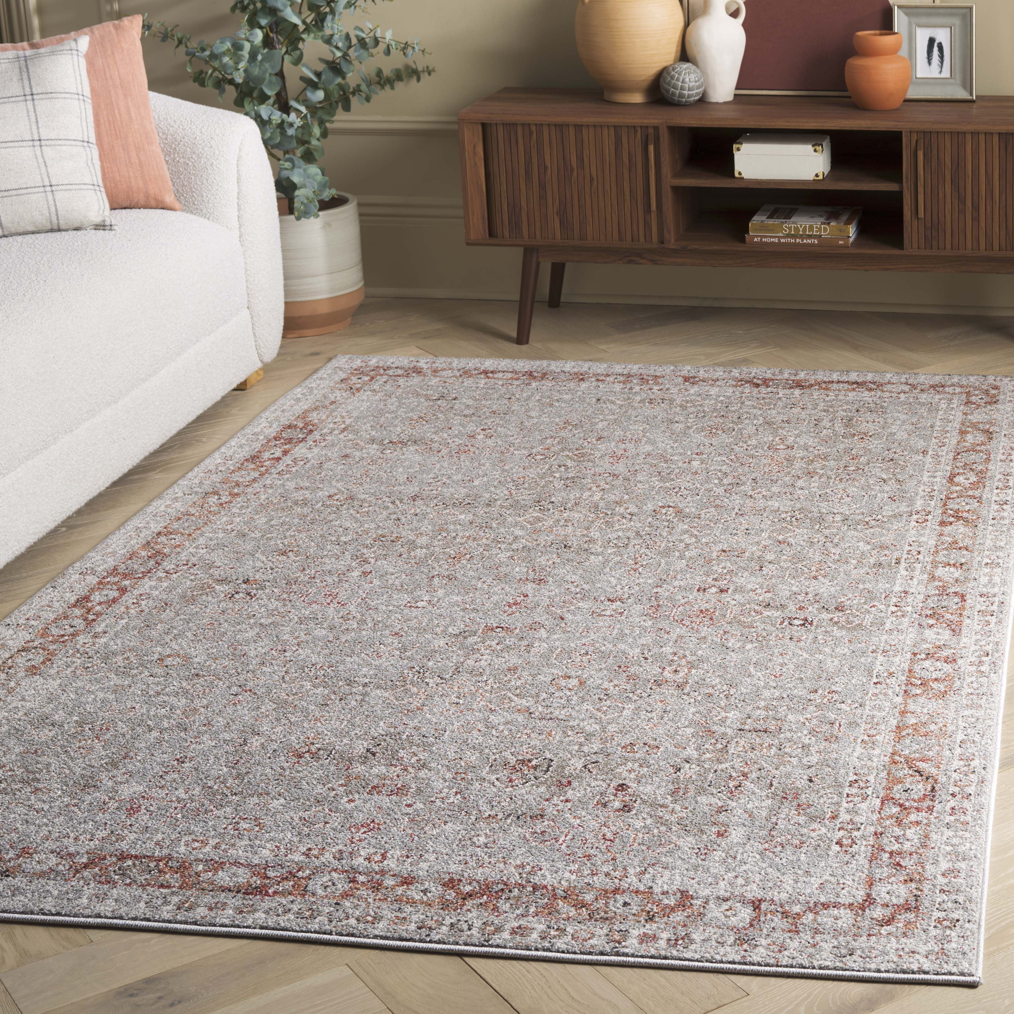 SAFAVIEH Vintage Tabriz Dimas Abstract Area Rug, Gray/Rust, 4' x 6'