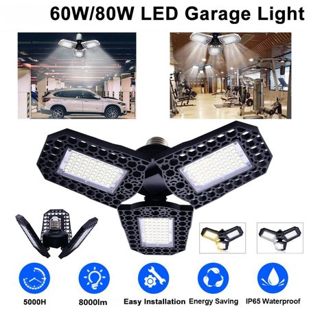 

2Pack Garage Lights 60W LED Garage Lights 8000LM LED Garage Ceiling Lights with 3 Adjustable LED Panels Fits for Garage Warehouse Barn Warm White