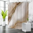 thumbnail image 3 of Brown Modern Shower Curtain, Brown Mix Gold Ombre Marble Texture Luxury Bathroom Curtain Waterproof Fabric Machine Washable with Hooks, 72" Wx72 L, 3 of 6