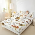thumbnail image 4 of jejeloiu Kawaii Snail Turtle Twin Sheet Sets,Rustic Mushroom Fuflower Twin Fitted Sheet,White Brown Flat Sheet For Girls Kids,Super Cozy Room Decor,3pcs, 4 of 7