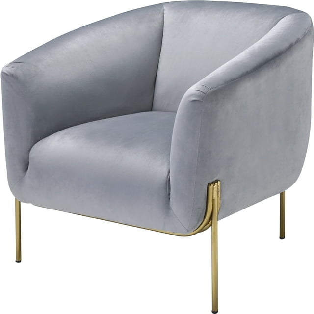 ACME Fauteuil d'Appoint en Velours Carlson avec Dossier en Tonneau Gris et Or