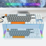 Mechanical Gaming Keyboard, E-YOOSO Wired 75% Mechanical Keyboard with Blue Switches, 87 Keys Gaming Keyboard with Solid Color Backlit & RGB LED Sidelight for Windows Mac PC Gaming