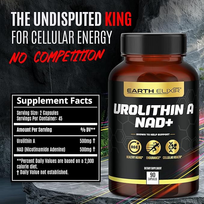 Urolithin A & NAD Supplement (90 Capsules) 500mg of Urolithin A+ and NAD Supplement Organic - Nicotinamide Riboside (NAD +) - Urolithin A Supplement