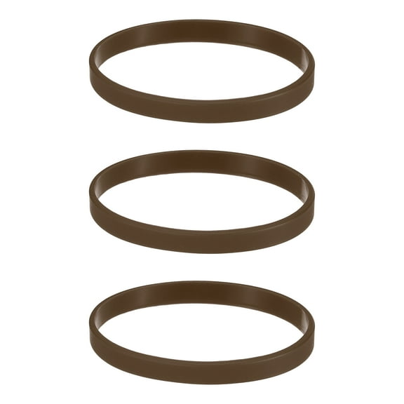 3pcs Plain Silicone Wristbands 7 Inch Circumference 1/4 Inch Width, Brown