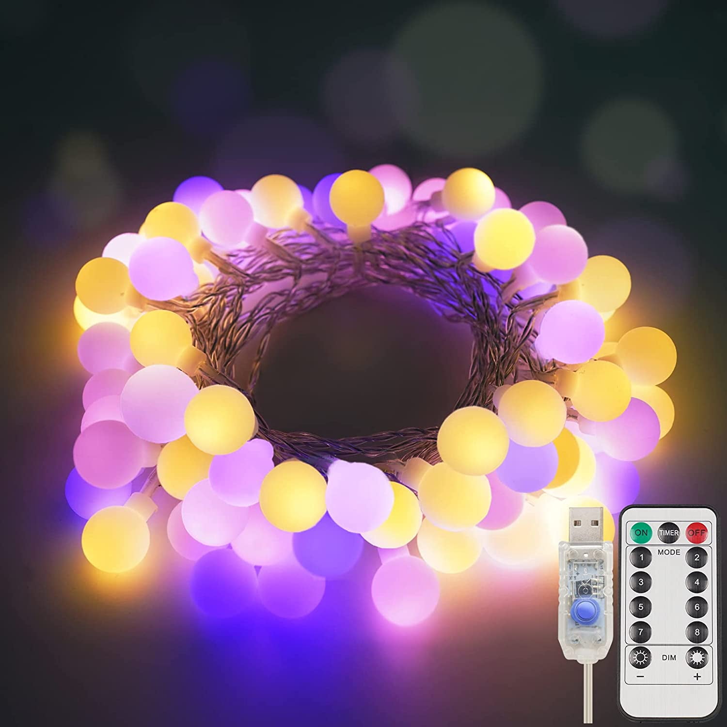 Globe String Lights Outdoor Waterproof, Colorful Globe Lights with