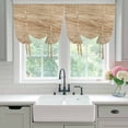 thumbnail image 4 of Country Farmhouse Tie Up Curtains for Windows, Adjustable Balloon Window Shades, Vintage Brown Wooden Grain Kitchen Window Treatments Adjustable Roll Up Curtain for Basement/Nursery 52"x45", 4 of 8