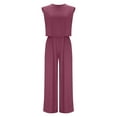 thumbnail image 6 of CHUMUD Two Piece Sets for Women Petite Wide Leg Pants Set Summer Outfits Sleeveless Crew Neck Crop Tops Trousers Matching Sets Casual Going Out, 6 of 9