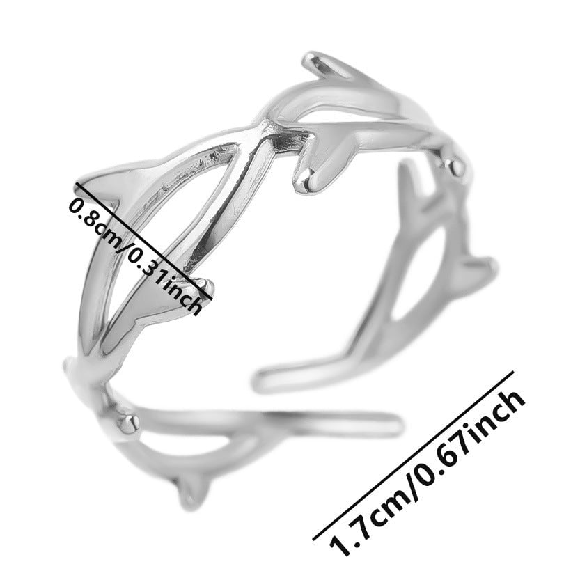 Unisex 304 Stainless Steel Simple Geometric Open Ring, Polished Finish, Irregular Personalized Design