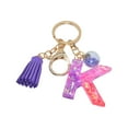 thumbnail image 1 of Hangs 2 Resin Glittering Letter Keychain Set—Stylish English Character Key Chain with Color Stitching Flowing Design for Fashion Accessories and Daily Use, 1 of 5