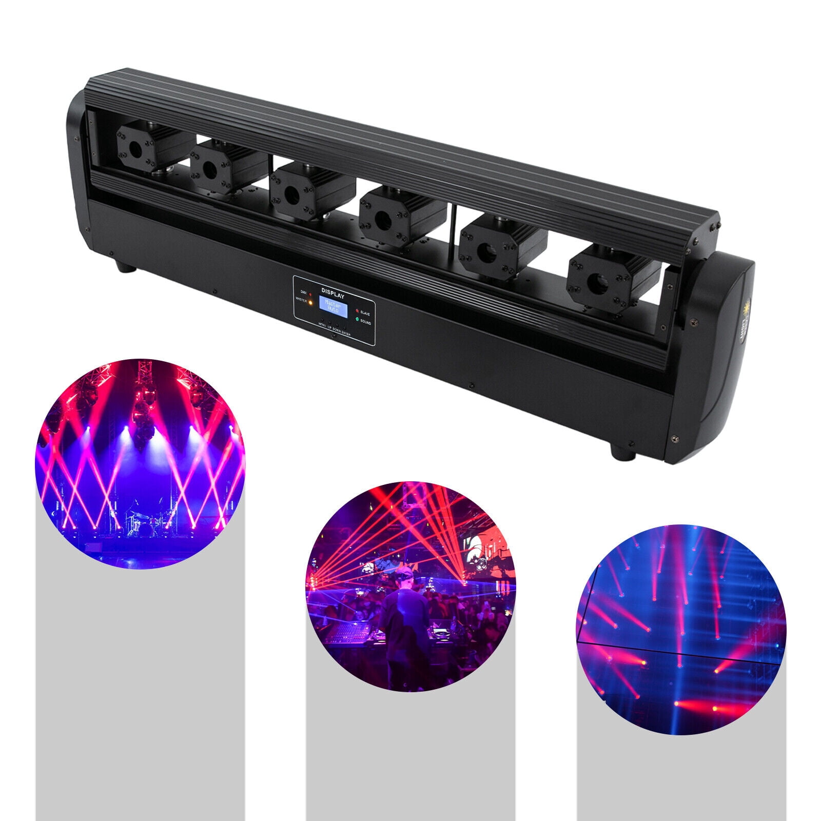Moving Head Stage Light 6 Head Stage Bar Light Red Laser Beam DJ Party Disco Strobe Light