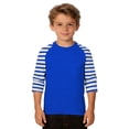 thumbnail image 1 of MIASHUI T-Shirt Graphique à Rayures pour Garçons, Chemise Décontractée à Manches Courtes, Mélange Confortable pour Jeunes et Enfants, Tenue Quotidienne Stylée, Bleu, 4-5 Ans, 1 of 4