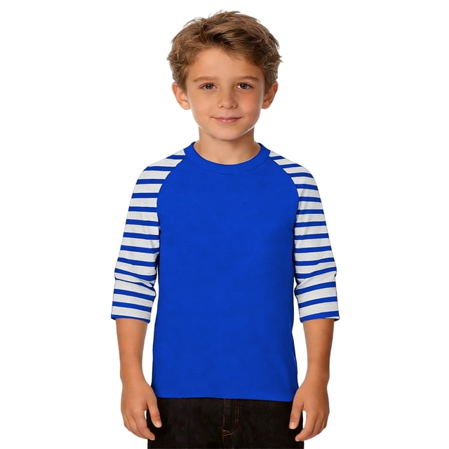 MIASHUI T-Shirt Graphique à Rayures pour Garçons, Chemise Décontractée à Manches Courtes, Mélange Confortable pour Jeunes et Enfants, Tenue Quotidienne Stylée, Bleu, 4-5 Ans