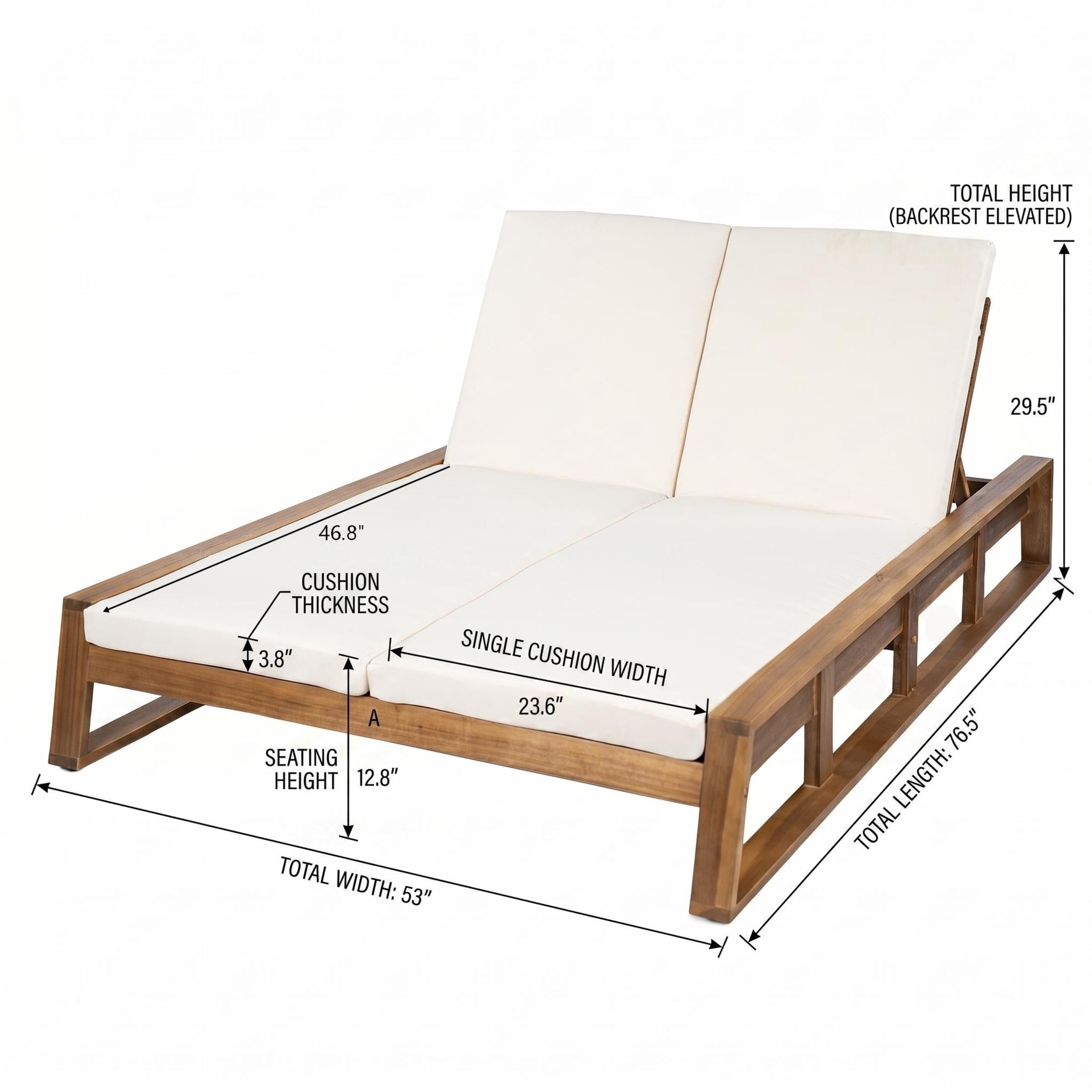 Christopher Knight Home Outdoor Double Chaise Lounges with Adjustable Backrests, Set of 2, Natural + Beige