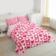thumbnail image 3 of Homewish Kawaii Pink Loves Queen Comforter Set,Modern Geometric Checkered Bedding Sets,Pink White Bedding Comforter Set For Girl Teens,Ultra Soft Home Decor Reversible,3-Piece, 3 of 8