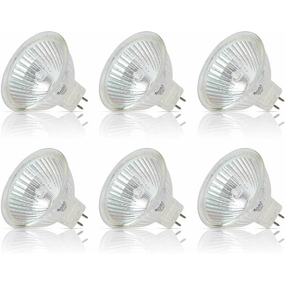 Simba Lighting Halogen MR16 12V 20W Bulbs GU5.3 2-Pin BAB Cover Glass, 6-Pack