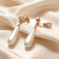 thumbnail image 3 of Yoursfs White Imitation Long Dangle Pearl Earrings for Women Clip on Earring Non Pierced Ears Gold Plated Hypoallergenic Jewelry Gifts, 3 of 6