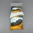 thumbnail image 2 of Ambesonne Autumn Bedding Set 4 Pcs, Mountain Grassland Sun, Queen, Earth Yellow Bluegrey, 2 of 3