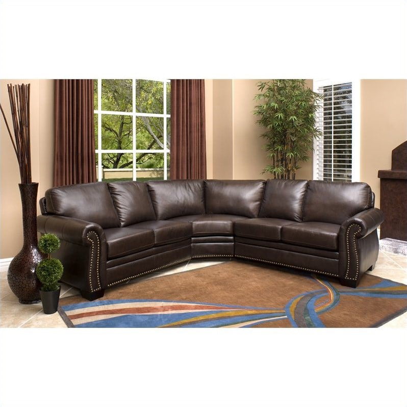 Abbyson Phoenix Leather Sectional Sofa, Dark Brown Leather Sectional Sofa