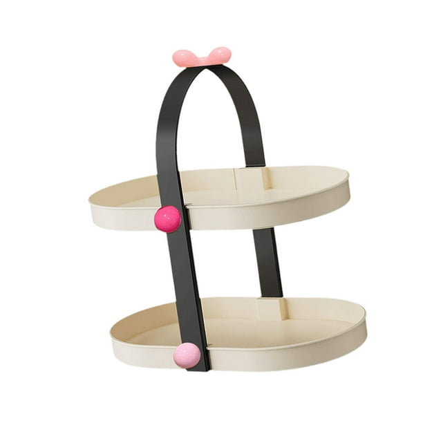Organizador de maquillaje, expositor, tocador de 2 niveles, minimalismo, multiusos, para baño. Negro