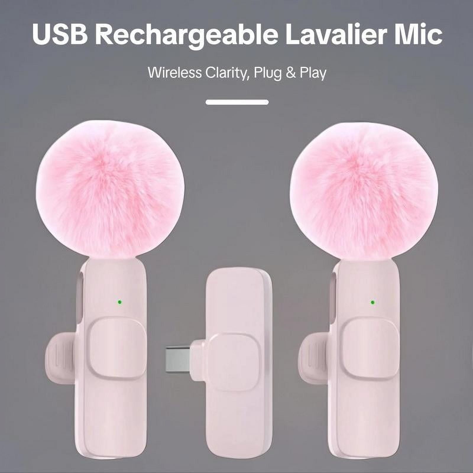 Wireless Lavalier Microphone for iPhone & Android - Dual Mini Lapel Mics with Noise Cancellation, 100ft Range, Clip-On Mic for Recording, Vlogging, YouTube, Interviews