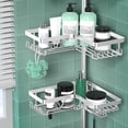 thumbnail image 3 of YIGII Shower Caddy Tension Pole - Corner Shower Shelves with Soap Holder (Stainless Steel, Silver, Floor to Ceiling 25-114.2 inch), 3 of 6