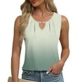 thumbnail image 2 of AherBiu Tank Tops for Women Ruched Keyhole Crewneck Gradient Color Summer Sleeveless Tees Basic Shirts Camisole, 2 of 6