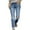 Dark Blue, variant on Idoravan Mid Waisted Jeans for Women on Clearance Ripped Fashion Women Pockets Button Mid Waist Skinny Ripped Jeans Trousers Hole Pants