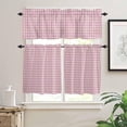 thumbnail image 2 of Blue Green Kitchen Curtains, Grid Checkered Plaid Gingham Lattice Trellis 3-Piece Kitchen Curtain Valance and Tiers Set 36 Inch Length, Rod Pocket Half Window Curtains for Cafe Living Room Bathroom, 2 of 6