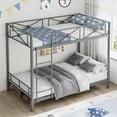 thumbnail image 4 of Metal Bunk Bed Twin Over Twin, Modern Heavy Duty Bunkbeds with Safety Guard Rails & Space-Saving Design, Steel Twin Bunk Beds for School, Bedroom, Grey with Sturdy Steel Slats, 4 of 7