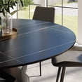 thumbnail image 4 of POVISON 59" Modern Black Round Dining Table for 6 with Lazy Susan, Matte Sintered Stone Tabletop, Black X Carbon Steel Base, 4 of 6