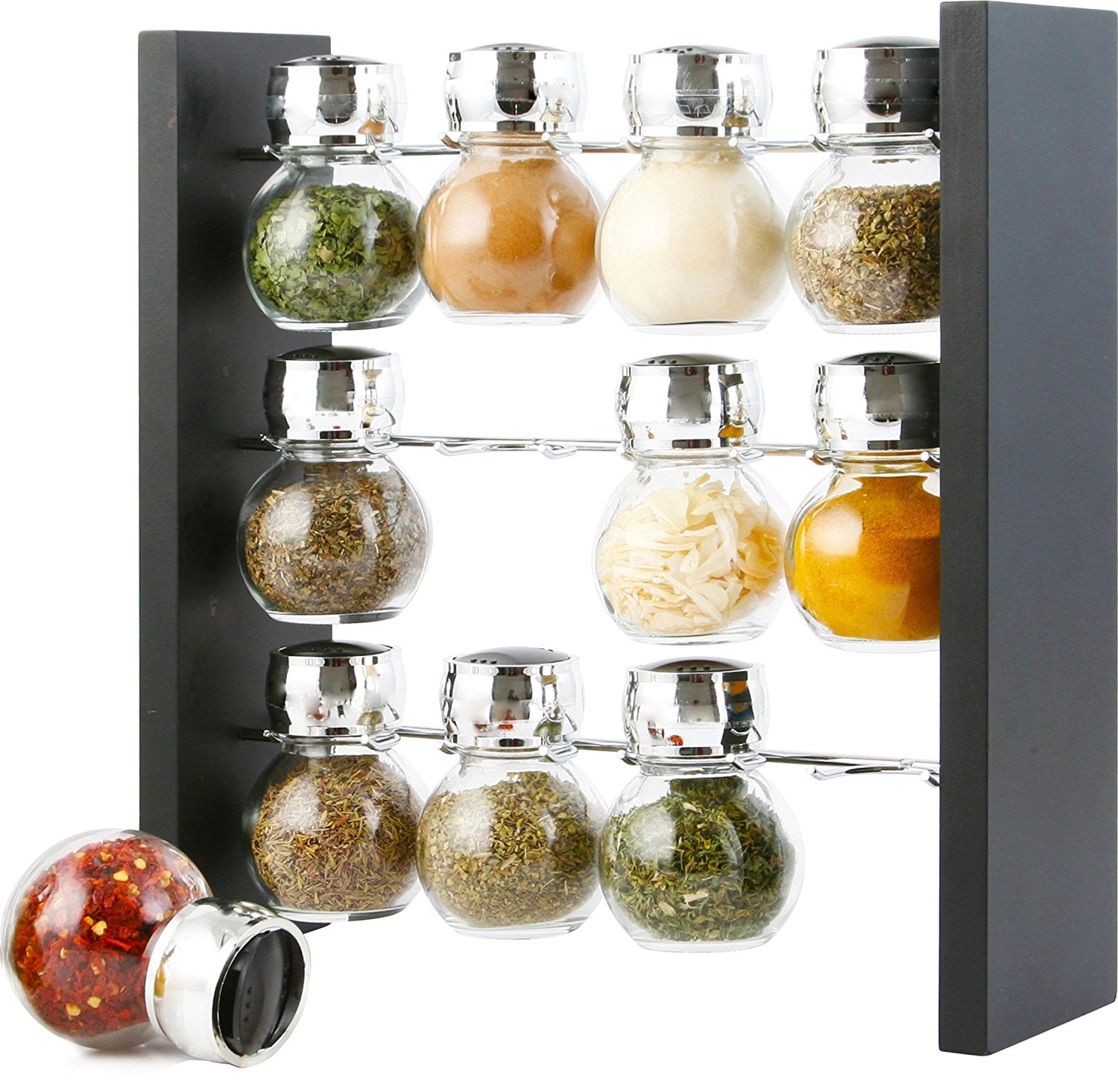 Spice Racks with 24 Glass Spice Jars & 2 Types of Printed Spice Labels by  Talented Kitchen. Complete Set: 2 Shelf Stainless Steel 3-Tier Racks, 24  Square Empty Glass Jars 4oz, Chalkboard
